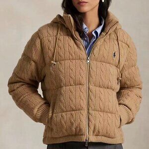 Polo Ralph Lauren Winter wool cable knit hooded cotton coat